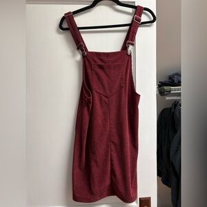 Burgundy Corduroy Overall Dress